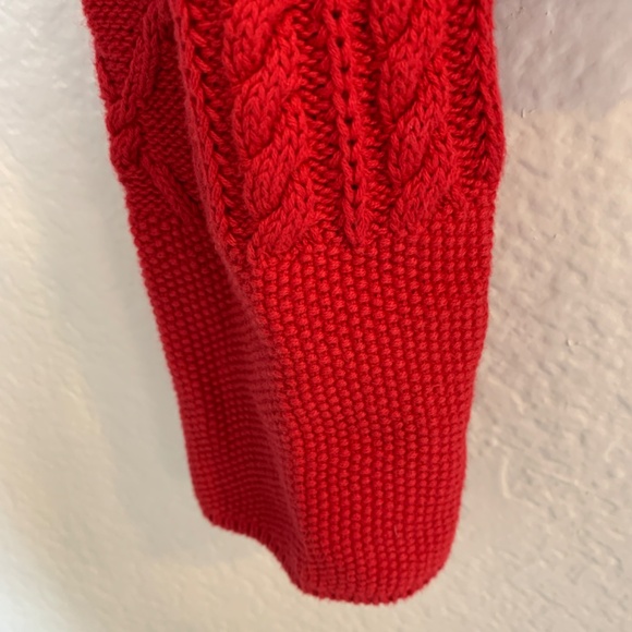 Lucky Brand Waffle Knit Henley Size Small Jester Red Cable Knit Sweater Sleeve - Picture 8 of 14
